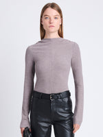 Cropped front image of model wearing Charlie Top In Brushed Rib in fig