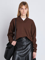 Cropped front image of Olivia Sweatshirt in mocha