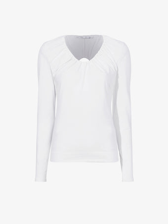 Flat image of Sophia Top in Stretch T-Shirt Jersey in off white