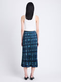 Back image of model in Piper Skirt In Ltd Pleatable Crepe in sage multi
