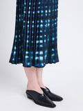 Detail image of model in Piper Skirt In Ltd Pleatable Crepe in sage multi