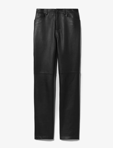 Proenza Schouler Still life image of model wearing Maxine Pant in Lightweight Leather in BLACK