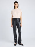 Proenza Schouler Front full length image of model wearing Maxine Pant in Lightweight Leather in BLACK