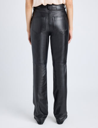 Proenza Schouler Back cropped image of model wearing Maxine Pant in Lightweight Leather in BLACK