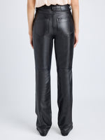 Proenza Schouler Cropped back image of model wearing Maxine Pant in Lightweight Leather in BLACK