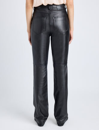 Proenza Schouler Cropped back image of model wearing Maxine Pant in Lightweight Leather in BLACK