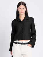 Front image of Quinn Jacket in Tweed in BLACK