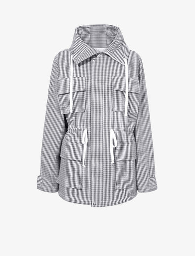 Still Life image of Nina Coat In Grid Cotton Crinkle in BLACK/IVORY