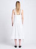 Back full length image of model wearing Sasha Dress In Solid Cotton Crinkle in OFF WHITE