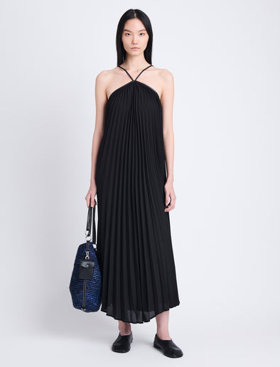 Proenza Schouler White Label Celeste Pleated Dress in Lightweight Crepe - Black | Proenza Schouler Official Site Proenza Schouler White Label Celeste Pleated Dress in Lightweight Crepe - Black | Proenza Schouler Official Site