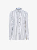 Still Life image of Eliana Shirt In Striped Shirting Flou in IVORY/NAVY MULTI