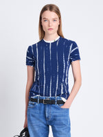 Cropped front image of Finley Tie Dye T-Shirt in NAVY/WHITE