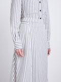 Detail image of Georgie Skirt in Striped Shirting in IVORY/NAVY