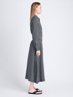 Side image of Georgie Skirt in Striped Shirting in BLACK/PISTACHO