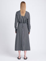 Back image of Georgie Skirt in Striped Shirting in BLACK/PISTACHO