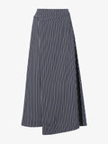 Still life image of Georgie Skirt in Striped Shirting in BLACK/PISTACHO