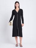 Front full length image of model wearing Cameron Dress In Boucle Viscose in BLACK