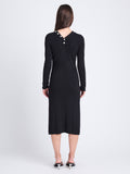 Back full length image of model wearing Cameron Dress In Boucle Viscose in BLACK