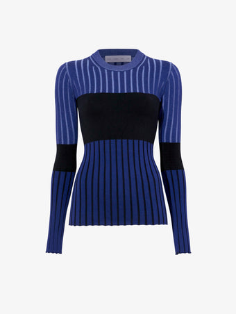 Still Life image of Peyton Shirt In Layering Ribs in NAVY MULTI