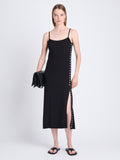Front full length image of model wearing Sydney Dress In Boucle Viscose in BLACK