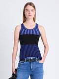 Front cropped image of model wearing Parker Shirt In Layering Ribs in NAVY MULTI