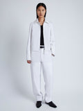 Front image of model wearing Barnes Jacket in Rumpled Cotton in WHITE