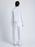 Back image of model wearing Barnes Jacket in Rumpled Cotton in WHITE