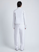 Back image of model wearing Barnes Jacket in Rumpled Cotton in WHITE
