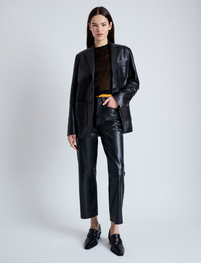 Proenza Schouler White Label Tesema Blazer in Leather - Black 