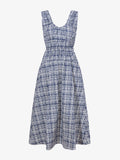 Still Life image of Penny Dress in Grid Poplin in NAVY/OFF WHITE