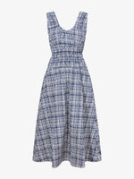 Still Life image of Penny Dress in Grid Poplin in NAVY/OFF WHITE