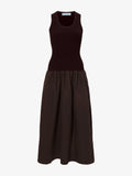 Still Life image of Malia Dress in Peached Poplin in DARK HICKORY