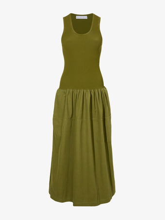 Still Life image of Malia Dress in Peached Poplin in OLIVE