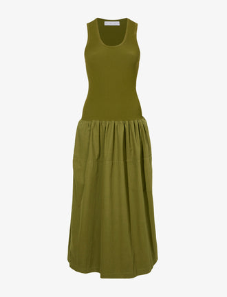 Still Life image of Malia Dress in Peached Poplin in OLIVE