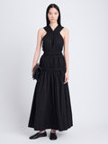 Front full length image of model wearing Libby Dress In Poplin in BLACK
