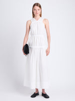 Front full length image of model wearing Libby Dress In Poplin in OFF WHITE