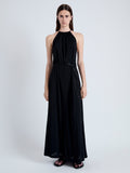 Front full length image of model wearing Lenny Dress in Matte Jersey in BLACK