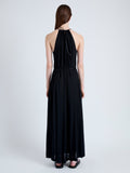 Back full length image of model wearing Lenny Dress in Matte Jersey in BLACK