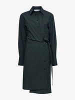 Still Life image of Lane Wrap Dress in Yarn Dye Shirting in BLACK/PALE YELLOW