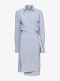 Still Life image of Lane Wrap Dress in Yarn Dye Shirting in WHITE/PEWTER