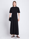 Front image of model wearing Noelle Dress in Jersey in BLACK