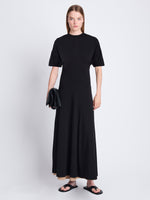 Front image of model wearing Noelle Dress in Jersey in BLACK