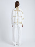 Back full length image of model wearing Blake Sweatshirt in Grid Tie Dye in WHITE/KHAKI