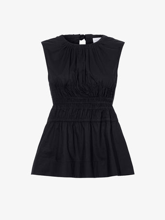 Still Life image of Birdie Top in Poplin in BLACK
