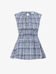 Still Life image of Birdie Top in Grid Poplin in NAVY/OFF WHITE
