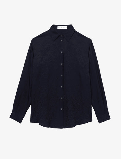 Still Life image of Hall Shirt in Crinkled Flou in BLACK