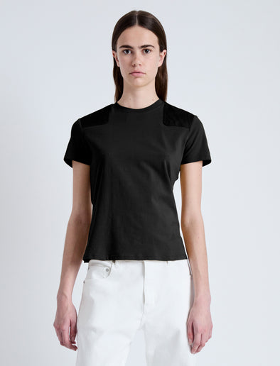 Cropped front image of model wearing Lee T-Shirt in Jersey in black