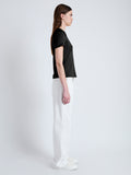 Side image of model wearing Lee T-Shirt in Jersey in black