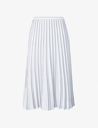 Flat image of Pleated Miles Skirt in Crepe in WHITE/BLACK