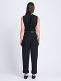 Back image of model wearing Octavia Pant in Solid Cotton Linen in black